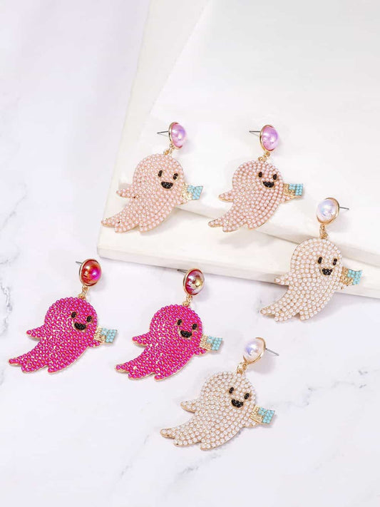 Ghost Shape Synthetic Pearl Dangle Earrings