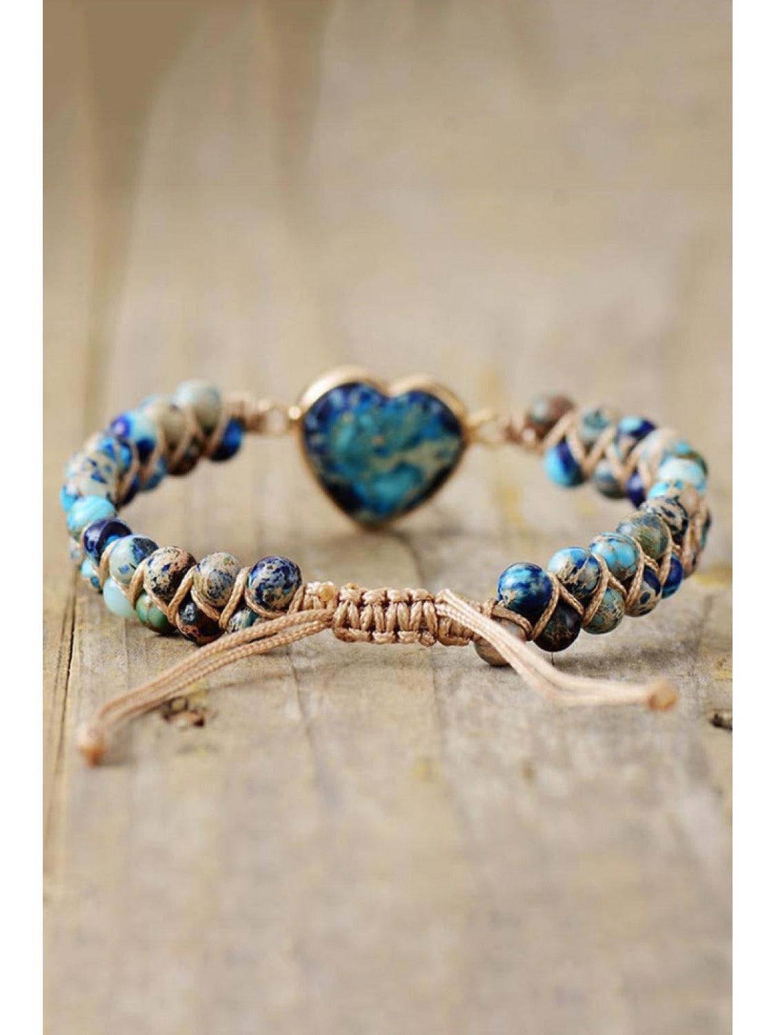 NicholesGifts Women Handmade Heart Shape Natural Stone Bracelet