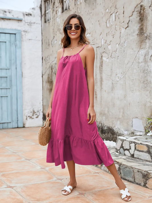 Ruffled Hem Midi Cami Dress NicholesGifts