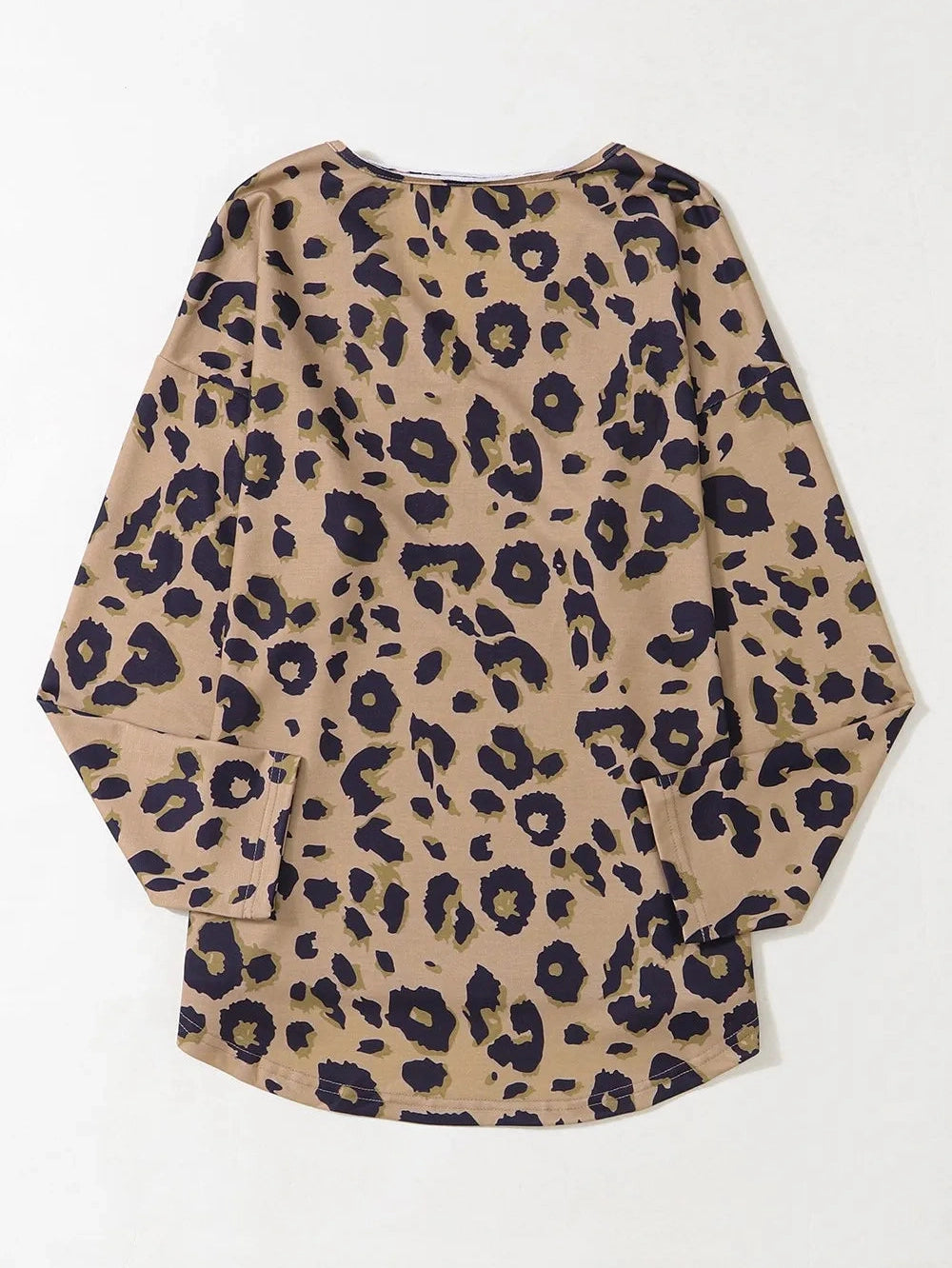 Leopard V-Neck Dropped Shoulder Blouse nicholesgifts