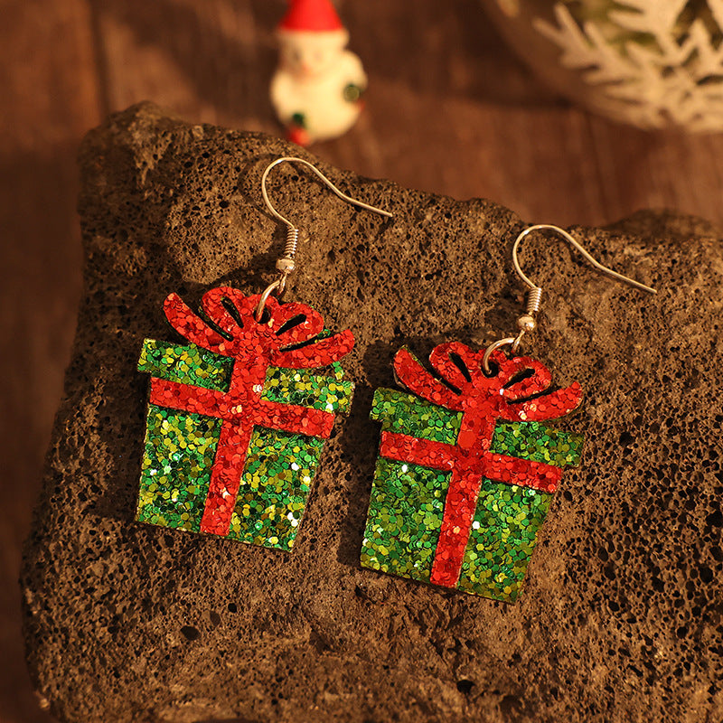Sequin Gift Box PU Leather Earrings NicholesGifts