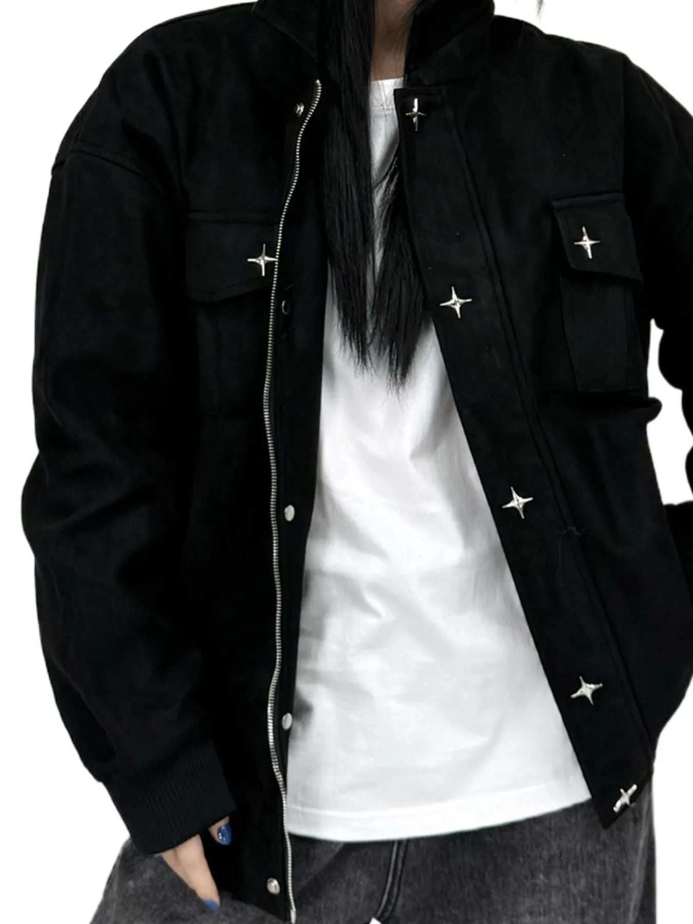 Men's Collared Neck Long Sleeve Jacket Trendsi