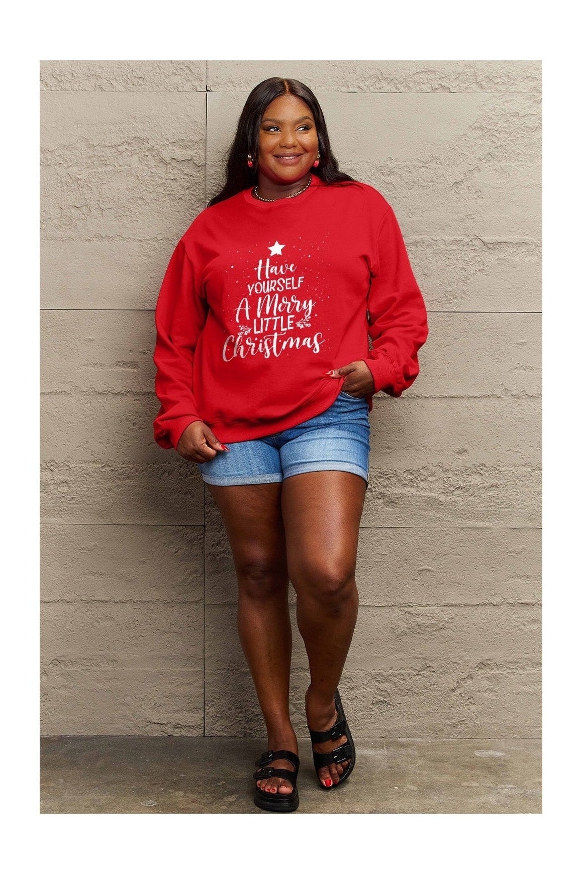 Simply Love Full Size HAVE YOURSELF A MERRY LITTLE CHRISTMAS Round Neck Sweatshirt