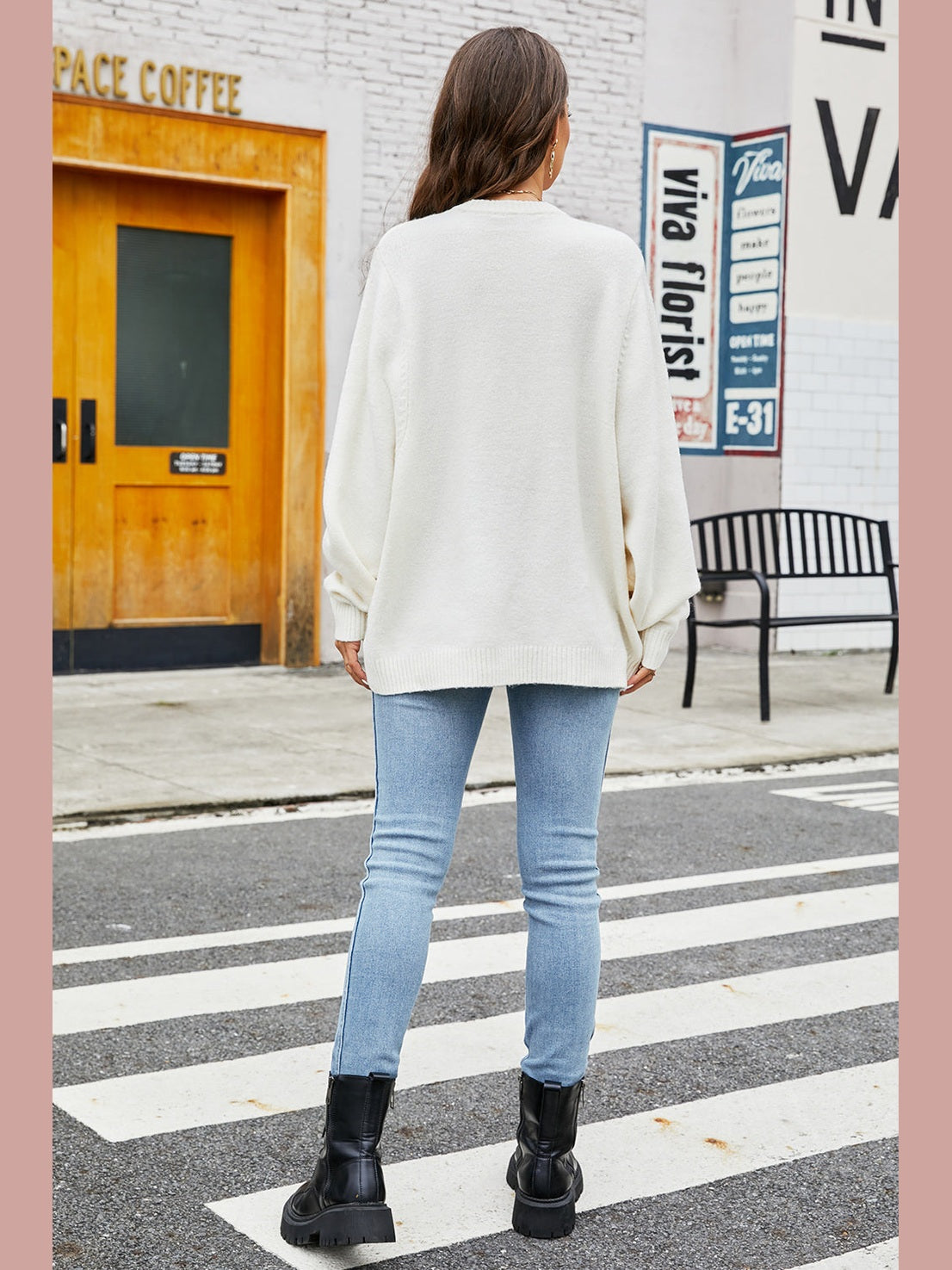 Women Round Neck Long Sleeve Sweater nicholesgifts