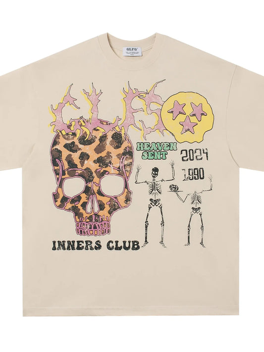 Men's Skull Graphic Short Sleeve Oversized T-Shirt NicholesGifts