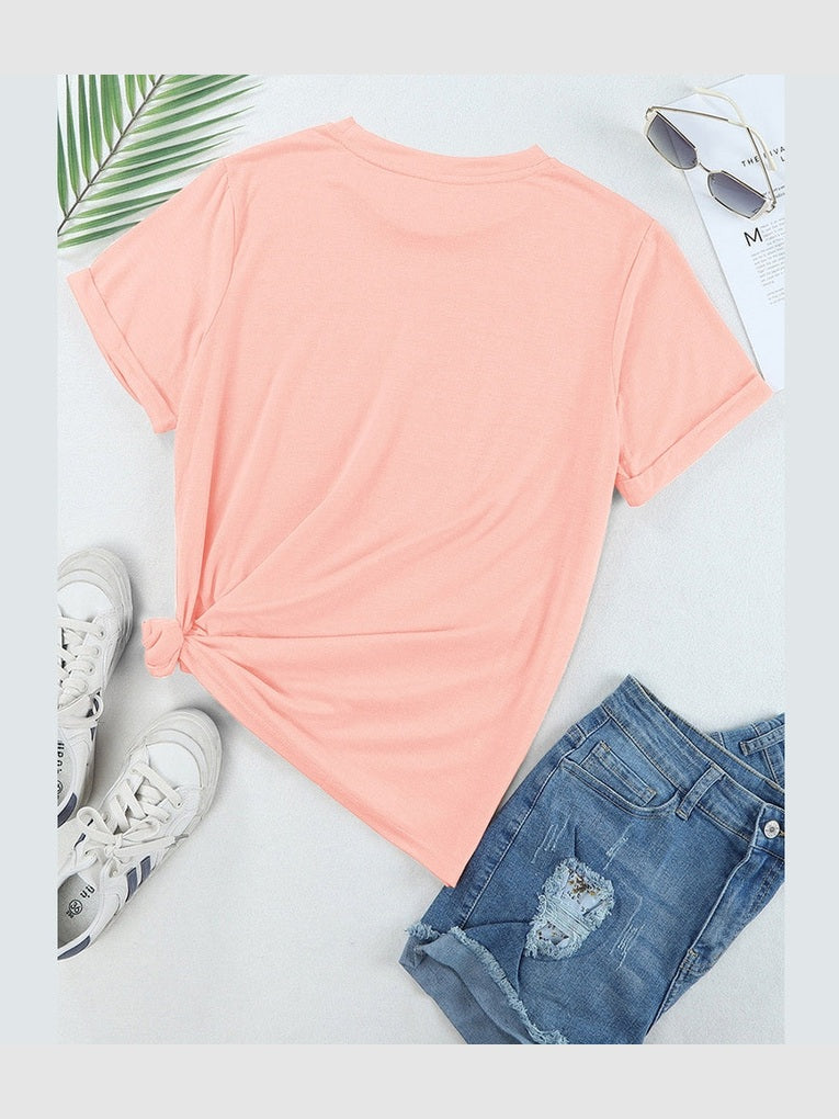 Women MAMA Round Neck Short Sleeve Peach Colored T-Shirt NicholesGifts