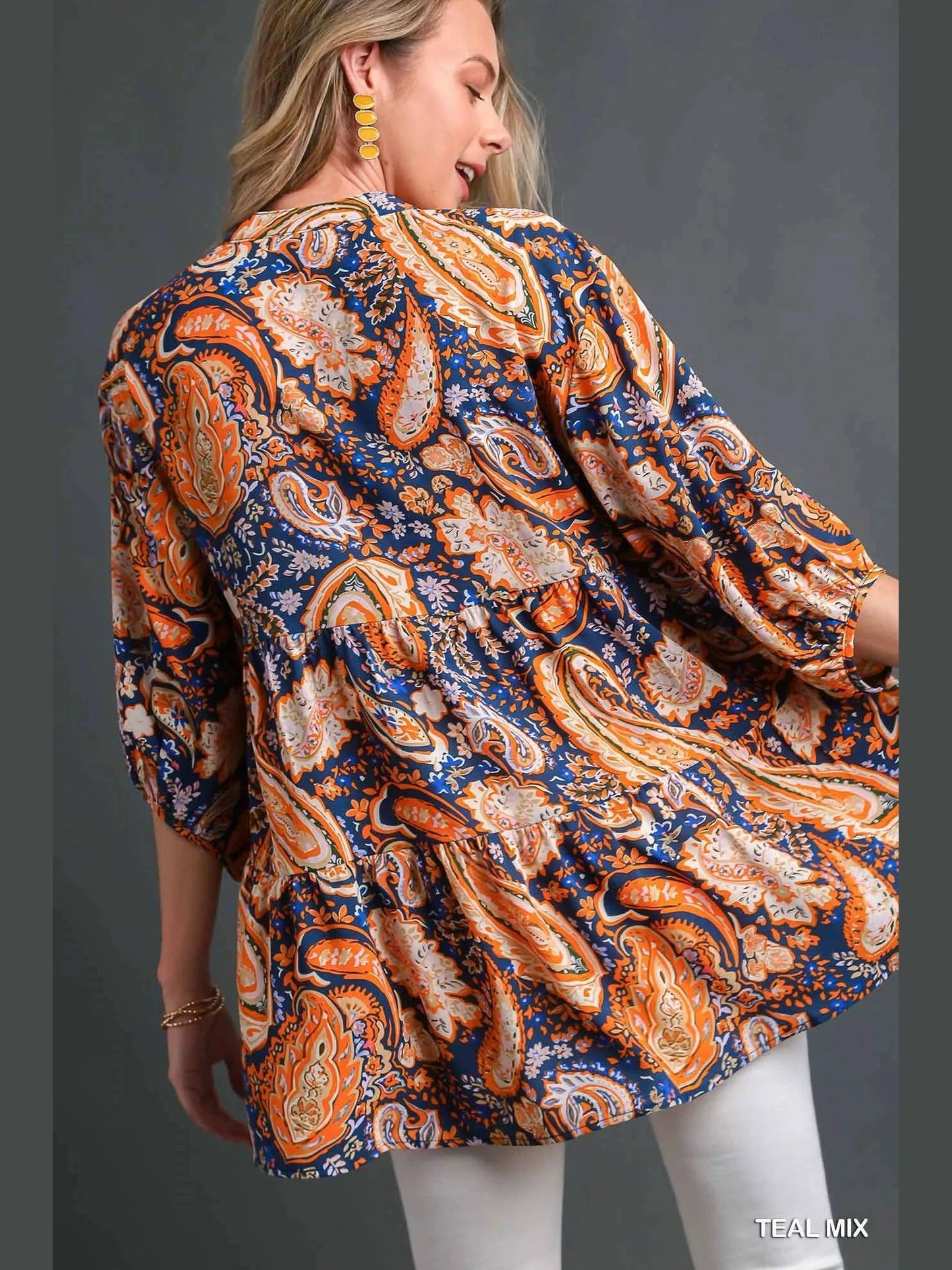 Umgee Mix Paisley Boho Tunic Blouse NicholesGifts