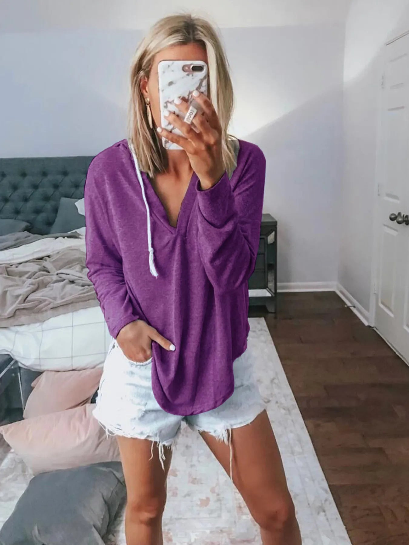 Full Size Drawstring Long Sleeve Hoodie Plus Size