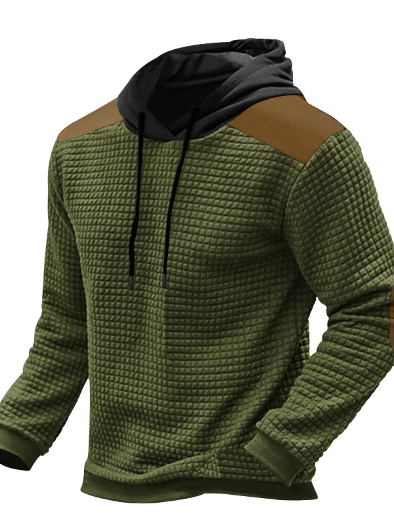 Men's Full Size Drawstring Contrast Shoulder Panels Hoodie Plus Size NicholesGifts