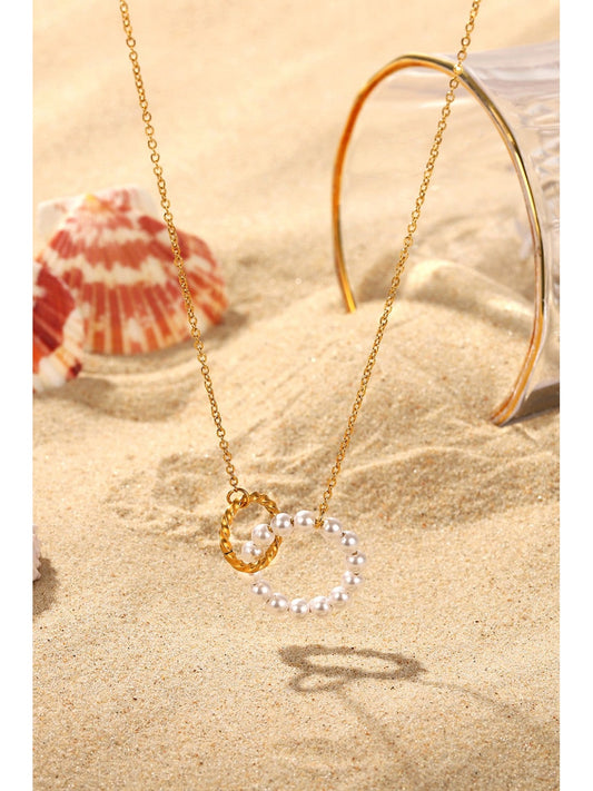 Pearl Hoop Link Pendant Necklace