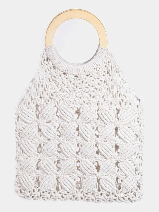 Fame Boho Braided Wooden Top Handle Bag NicholesGifts