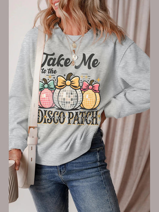 Graphic Round Neck Long Sleeve Sweatshirt Trendsi