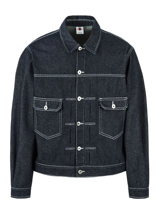 Men's Contrast Stitching Button Up Denim Jacket NicholesGifts