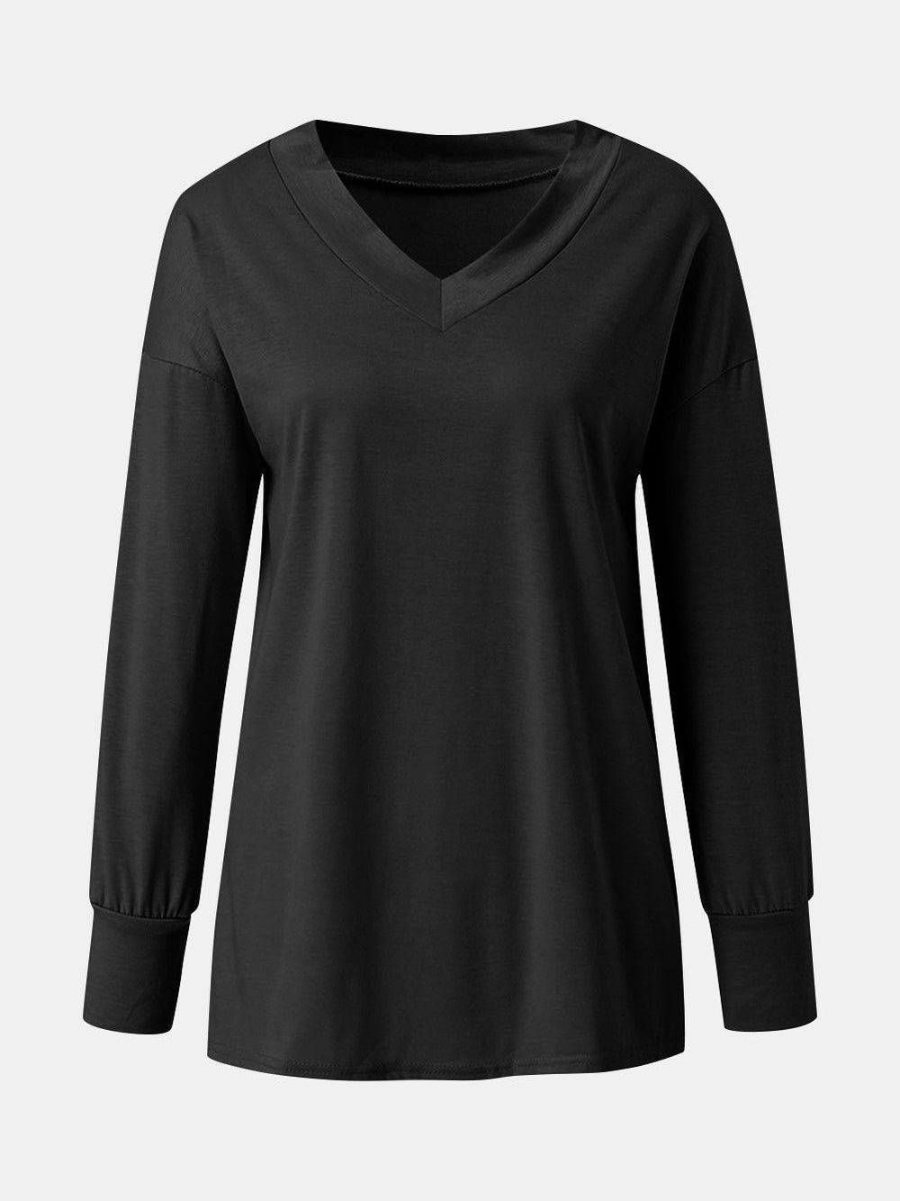 NicholesGifts Women Full Size V-Neck Long Sleeve T-Shirt