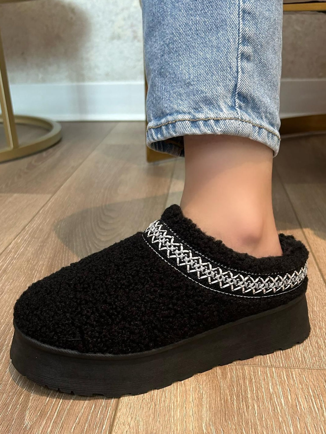Women Wild Diva Embroidered Trim Platform Sherpa Boots NicholesGifts