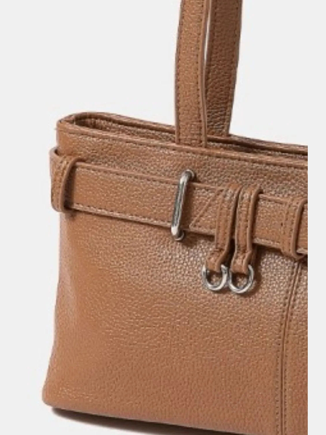 Fame Belt Strap Textured Faux Leather Shoulder Bag