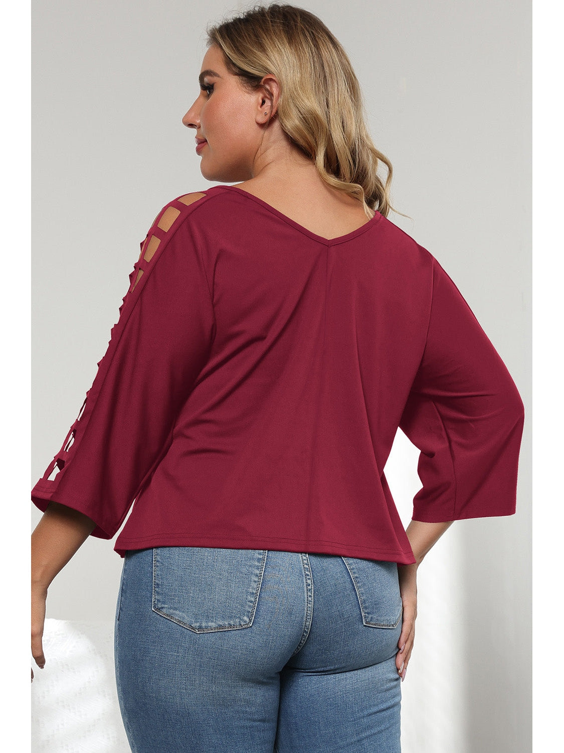 Women 3/4 Sleeve Cutout Detail Top NicholesGifts