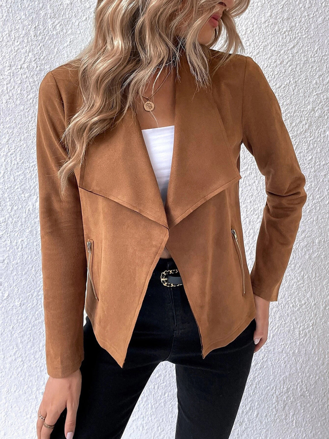 NicholesGifts Women Collared Neck Long Sleeve Jacket NicholesGifts