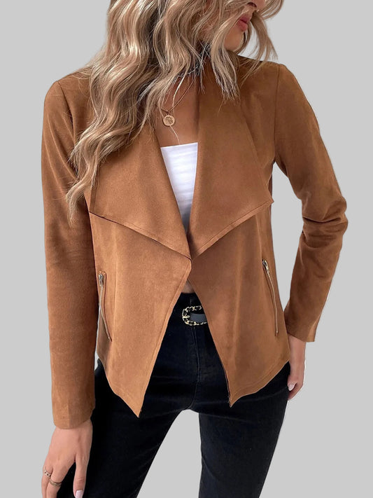 NicholesGifts Women Collared Neck Long Sleeve Jacket nicholesgifts