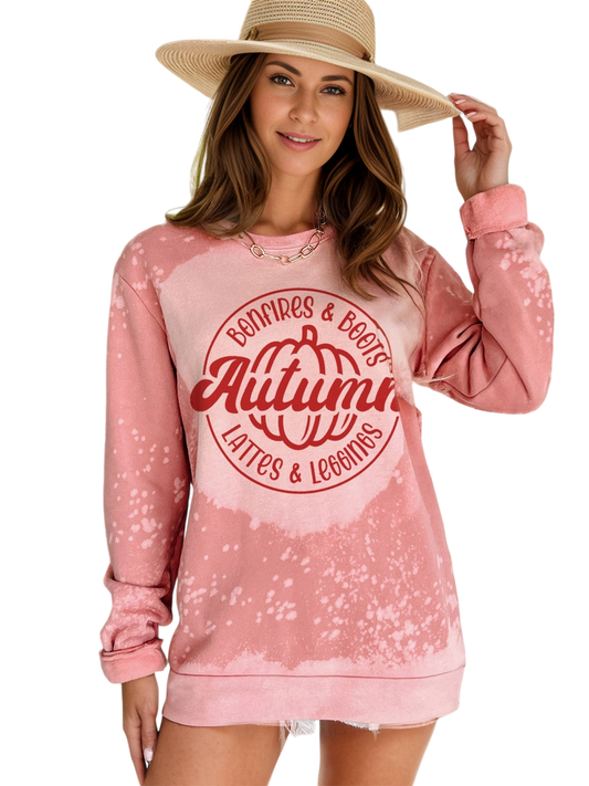 Women Letter Graphic Long Sleeve Dusty Pink Colored Sweatshirt