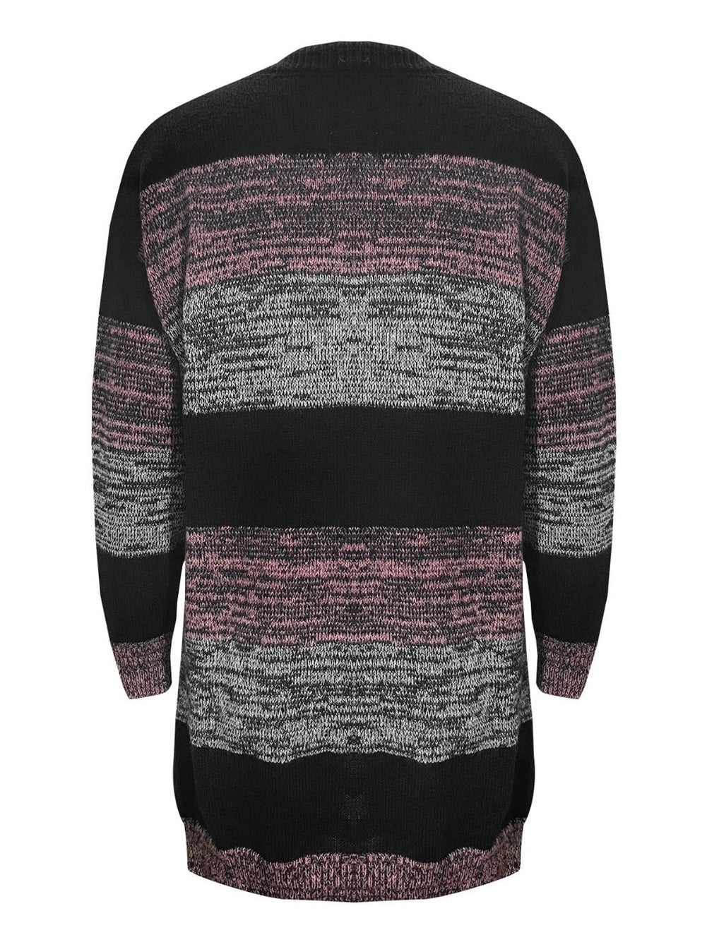 Women Striped Open Front Long Sleeve Cardigan with Pockets NicholesGifts