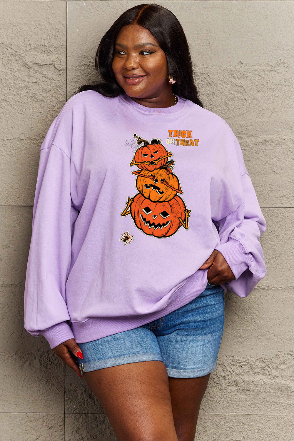 Simply Love Full Size TRICK OR TREAT Graphic Sweatshirt NicholesGifts