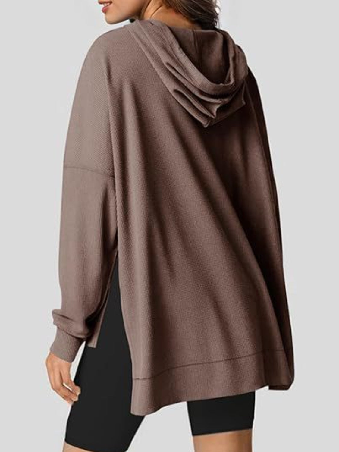 NicholesGifts Women Drawstring Slit Long Sleeve Hoodie NicholesGifts
