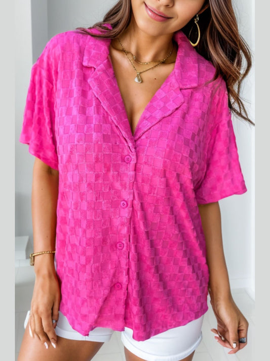 Button Up Dropped Shoulder Shirt