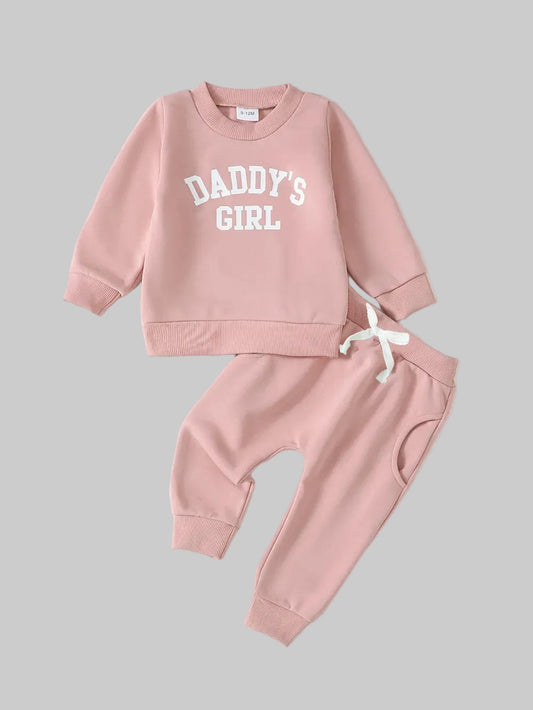 Baby and Toddler Girls Letter Graphic Sweatshirt and Pants Set nicholesgifts