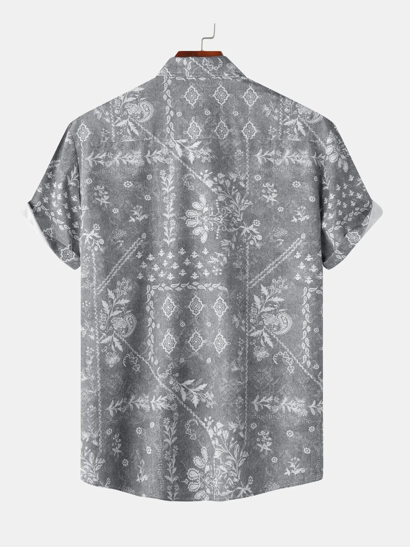 Men's Printed Short Sleeve Button-Up Shirt Trendsi