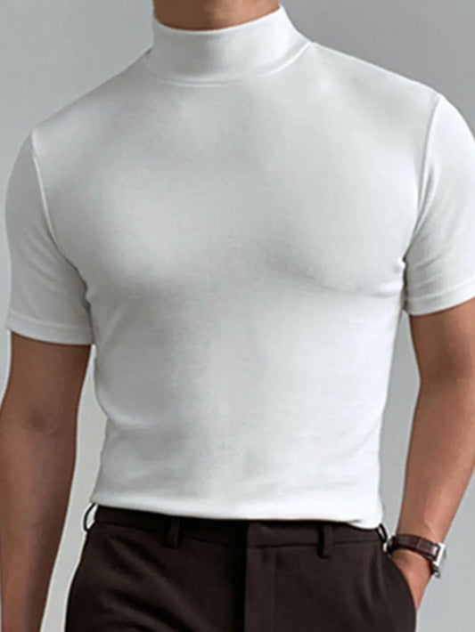 Men's Full Size Mock Neck Short Sleeve T-Shirt Plus Size Trendsi