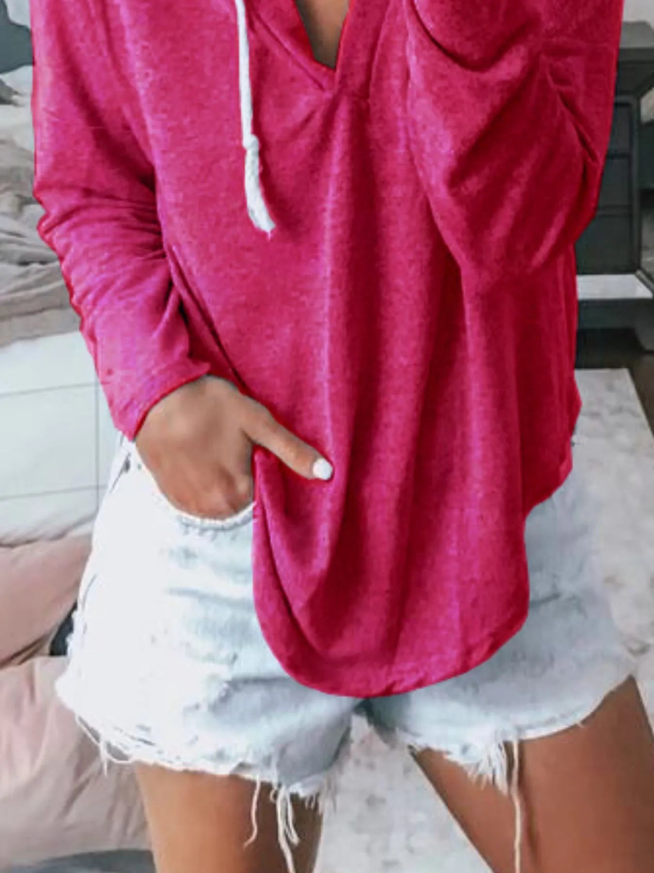 Full Size Drawstring Long Sleeve Hoodie Plus Size
