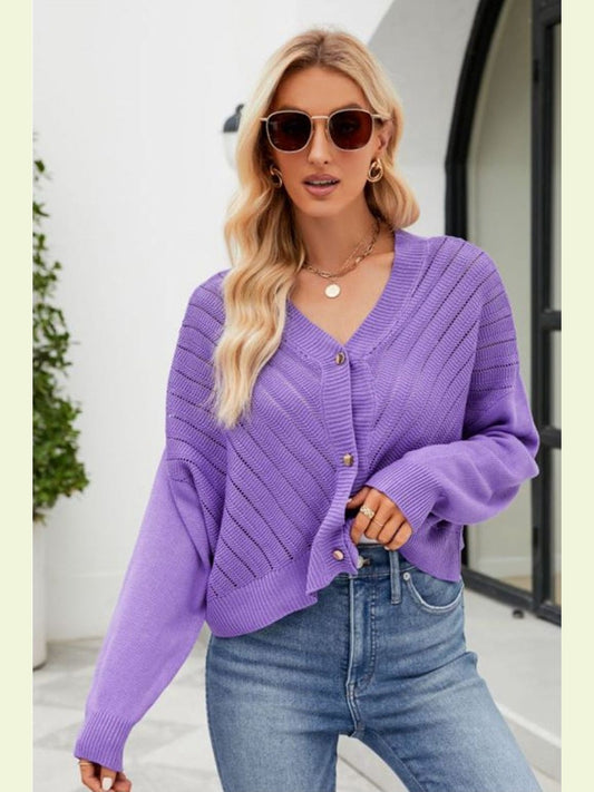 NicholesGifts Women V-Neck Button Down Cardigan