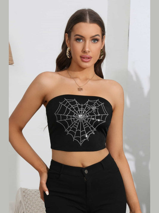 Heart Spider Web Graphic Tube Top