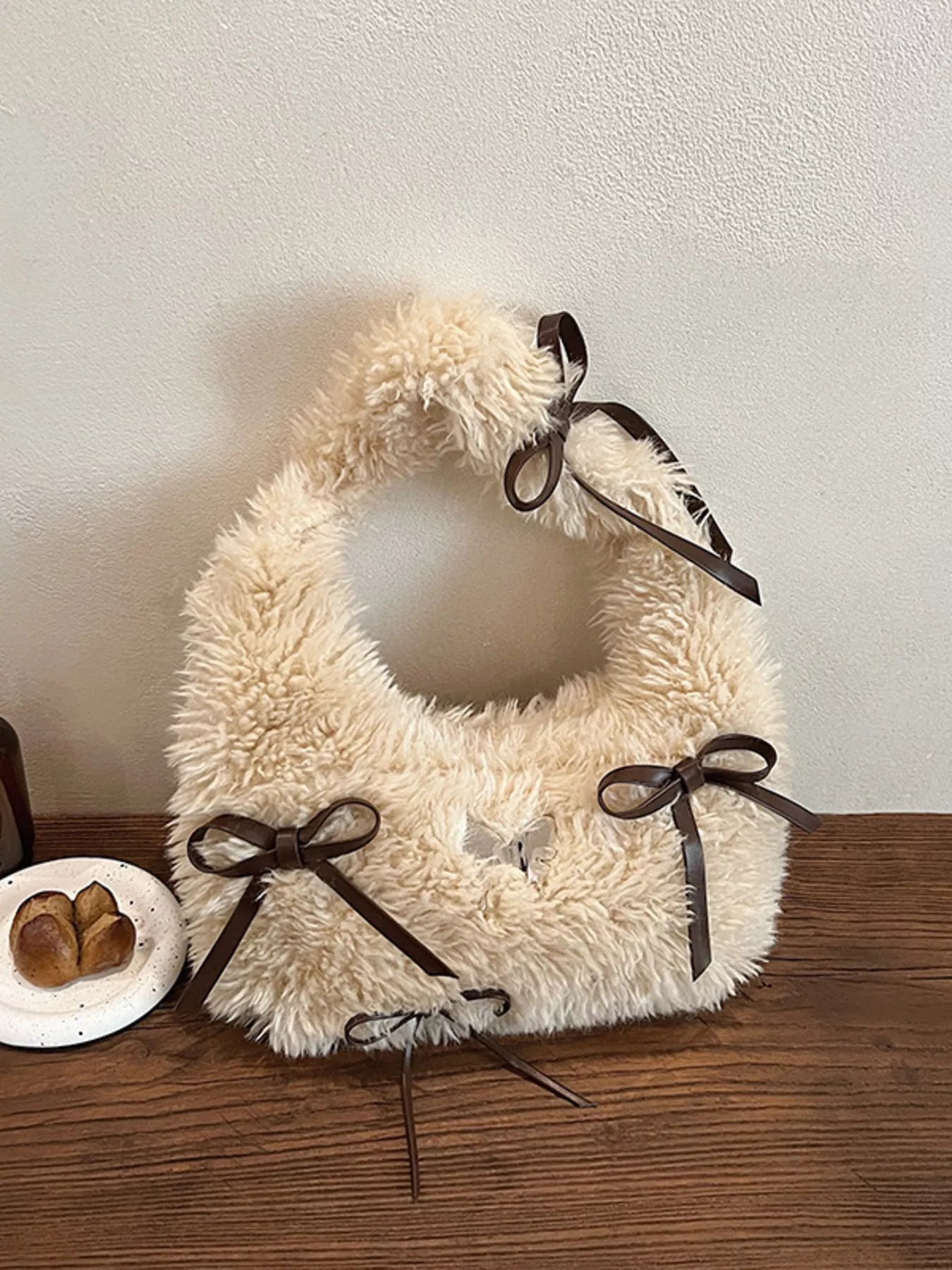Fluffy Bow Shoulder Bag nicholesgifts