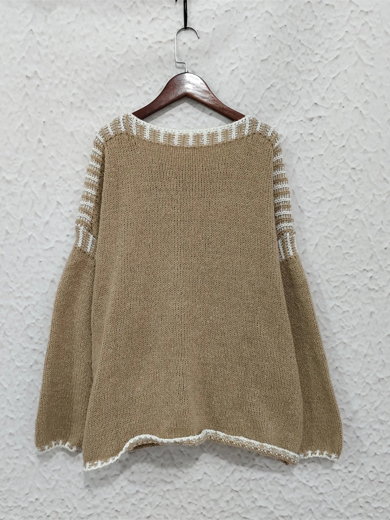 Contrast Trim Oversized Sweater Trendsi