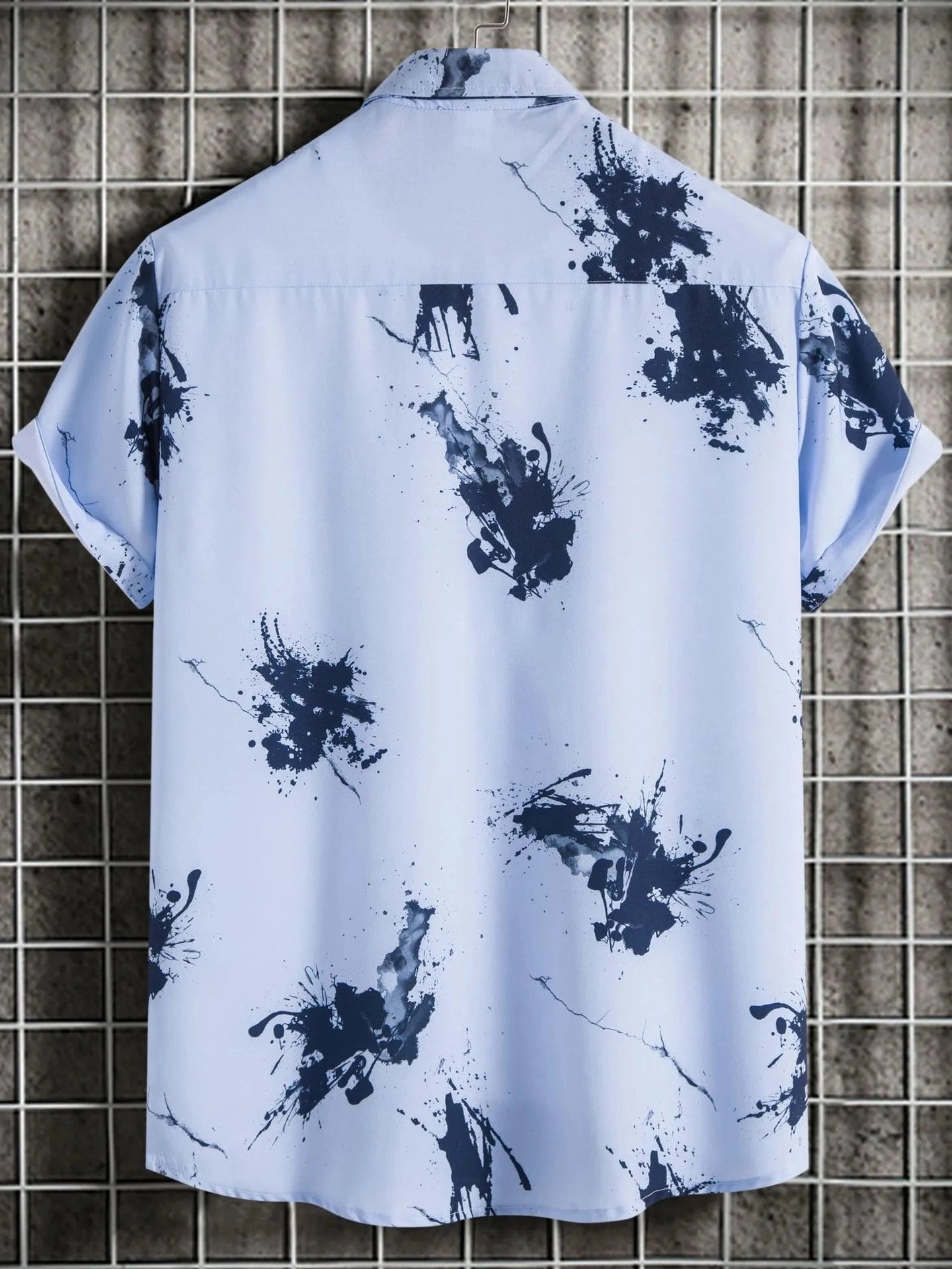 Men's Plus Size Ink Splash Pattern Short Sleeve Casual Shirt Trendsi