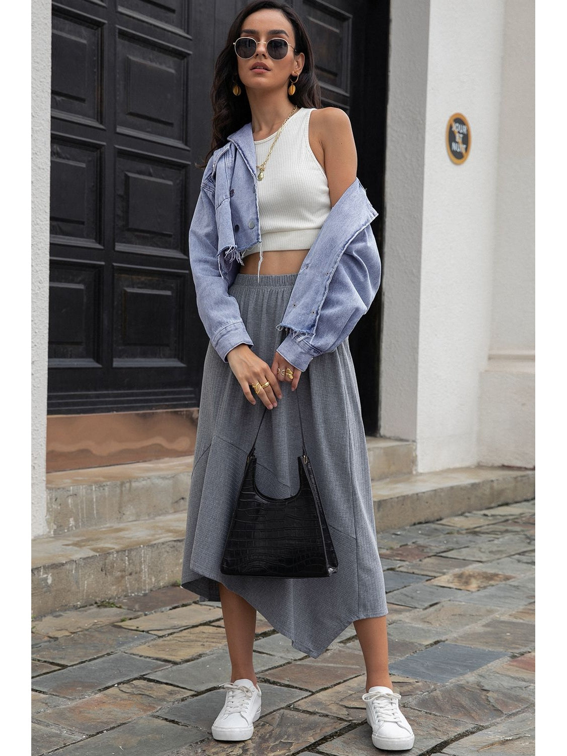 NicholesGifts Women Lapel Collar Long Sleeve Denim Jacket nicholesgifts