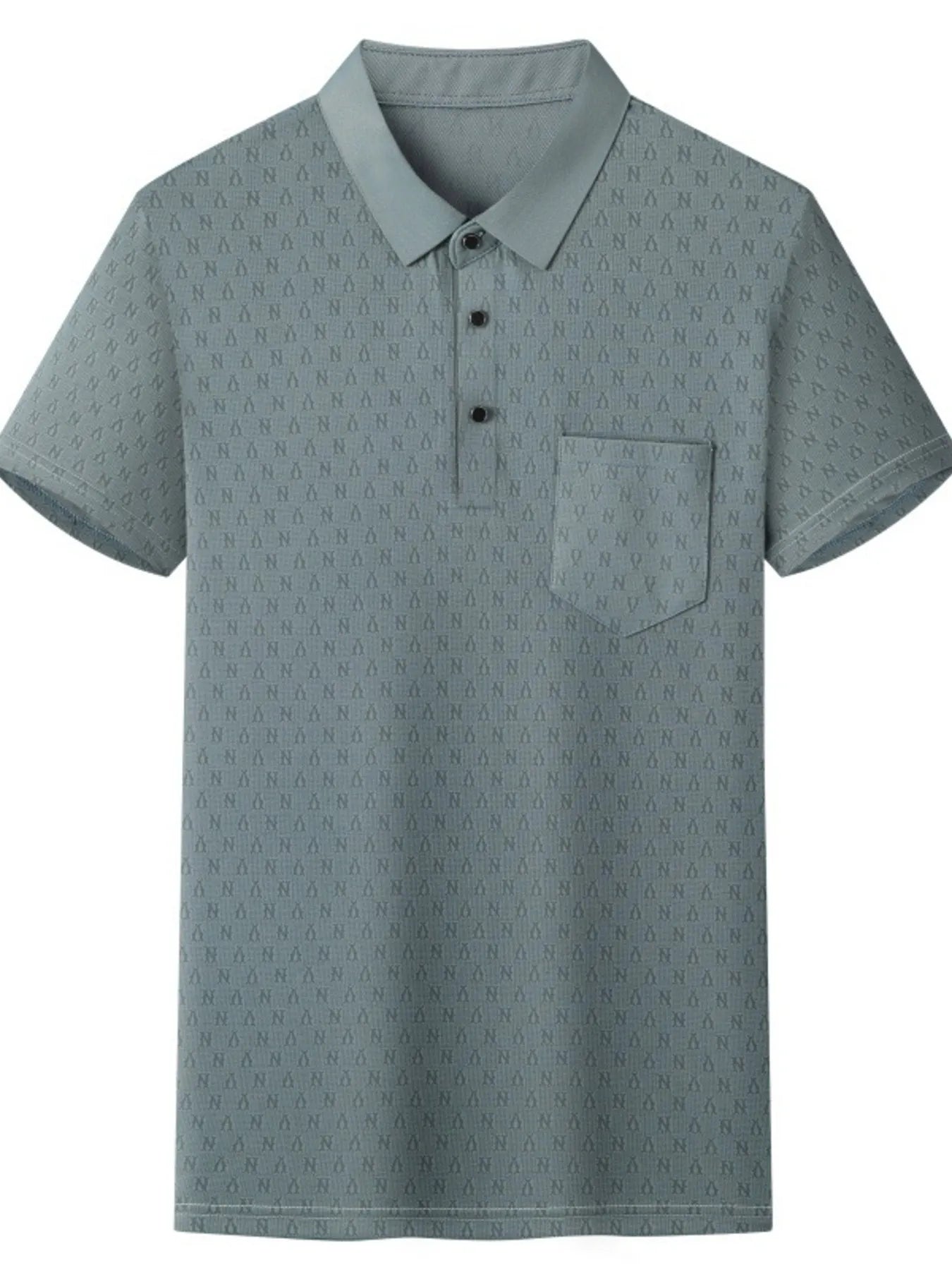 Men's Plus Size Textured Short Sleeve Casual Polo Shirt