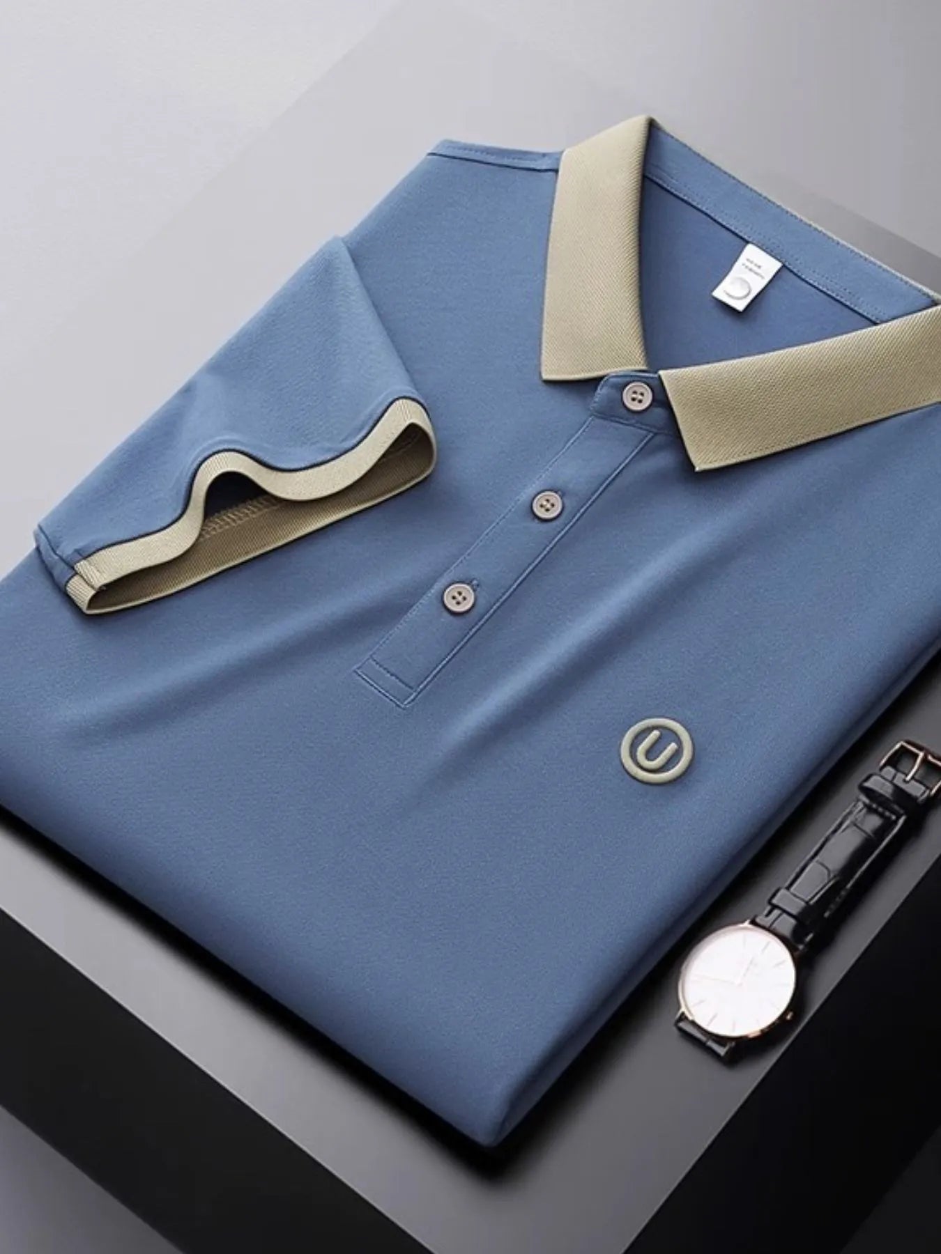 Men's Plus Size Breathable Short Sleeve Contrast Polo