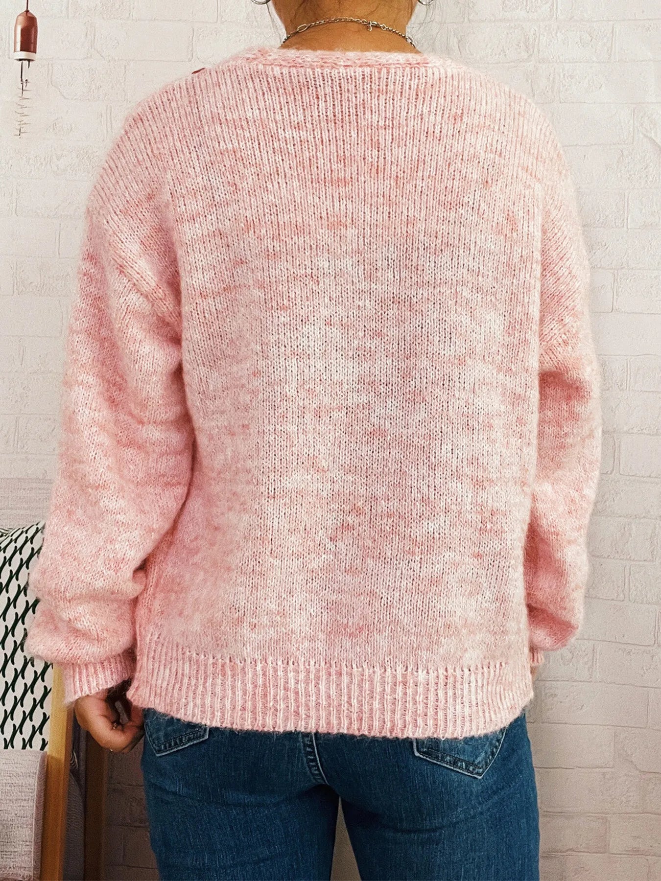 Cherry Button-Front Long Sleeve Cardigan