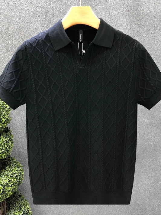 Men's Plus Size Basic style Collared Neck Knit Polo NicholesGifts