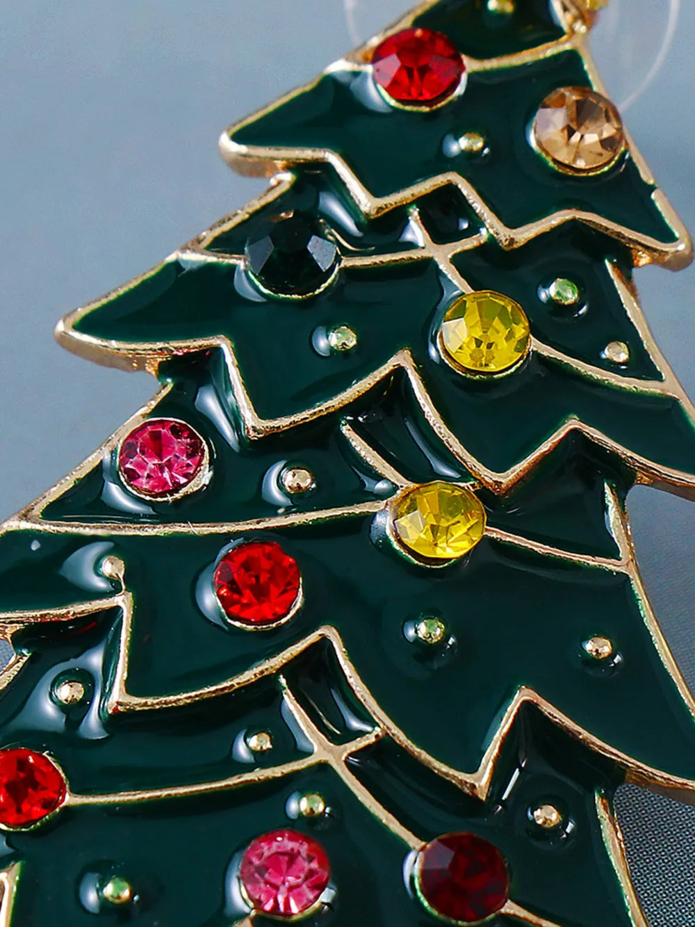 Alloy Inlaid Rhinestone Christmas Tree Earrings Trendsi