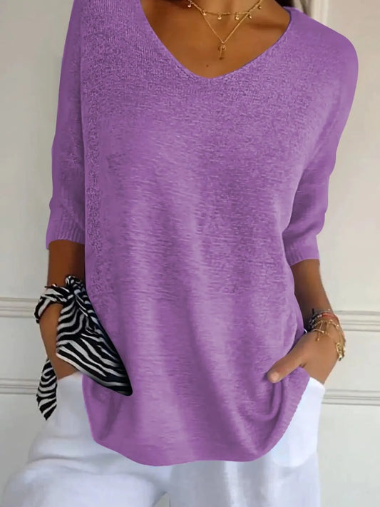 Full Size Relaxed Fit Ribbed Hem Sweater Plus Size