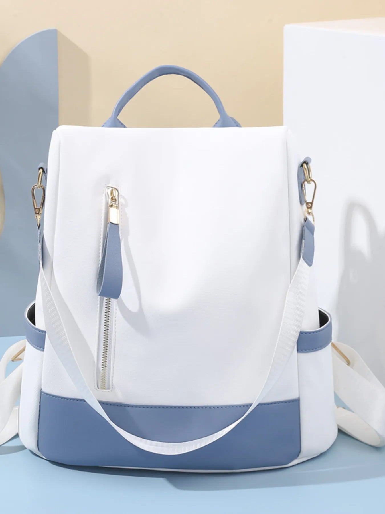 Color Block Convertible Backpack Bag Trendsi