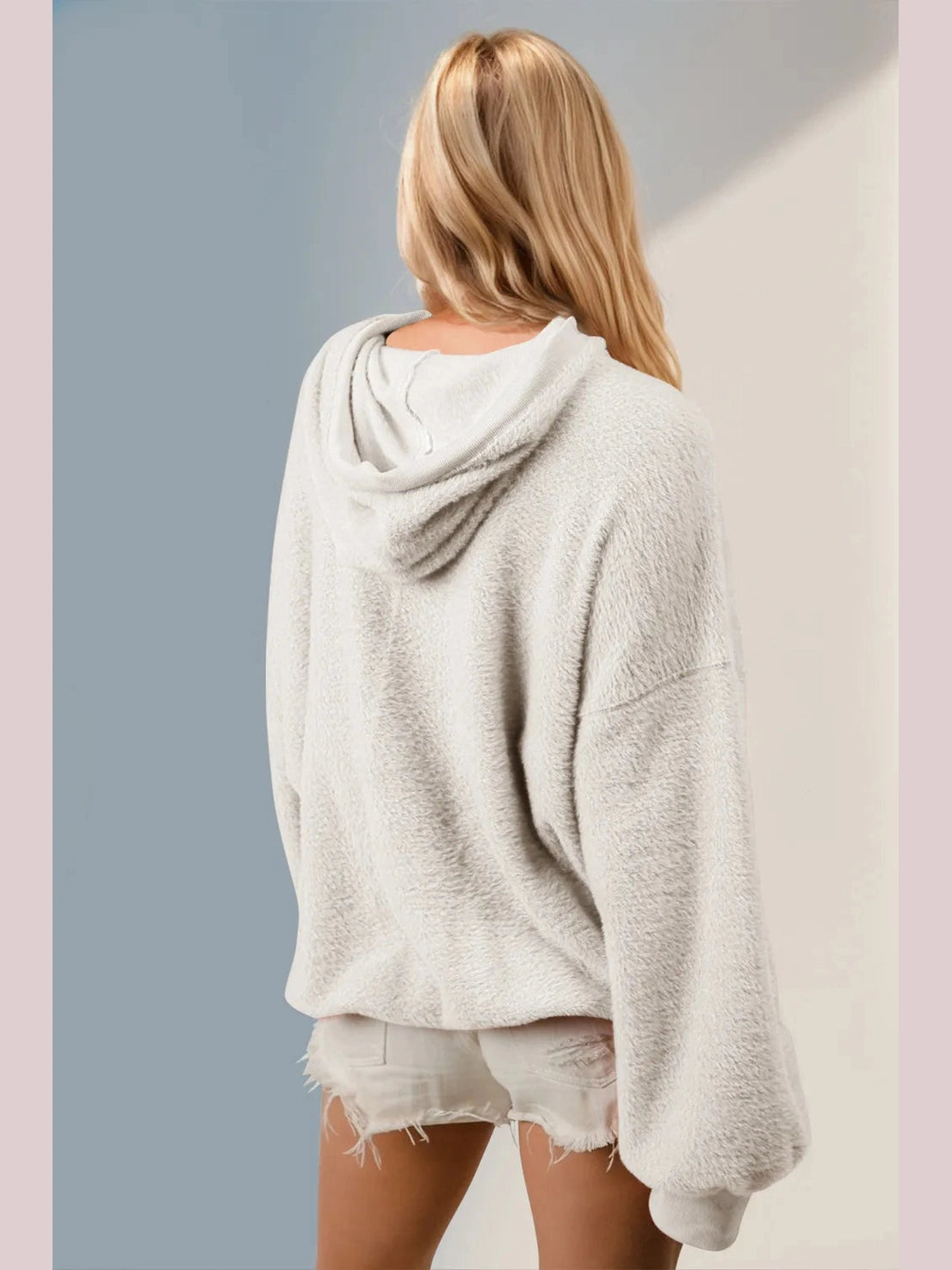 Double Take Full Size Half Zip Long Sleeve Hoodie with Kangaroo Pocket Trendsi