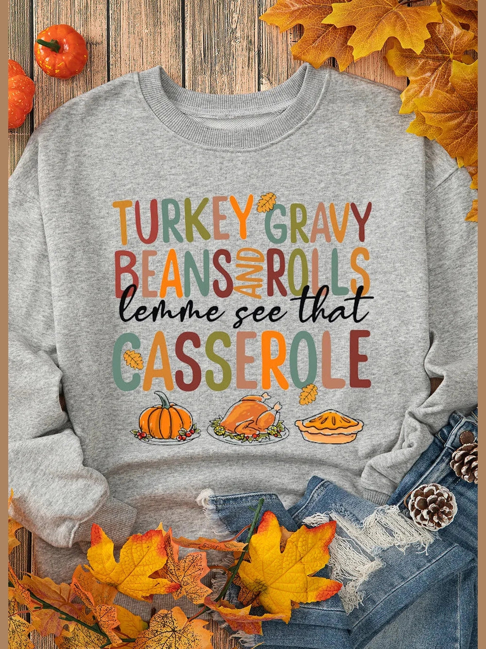 Letter Graphic Round Neck Long Sleeve Sweatshirt Trendsi