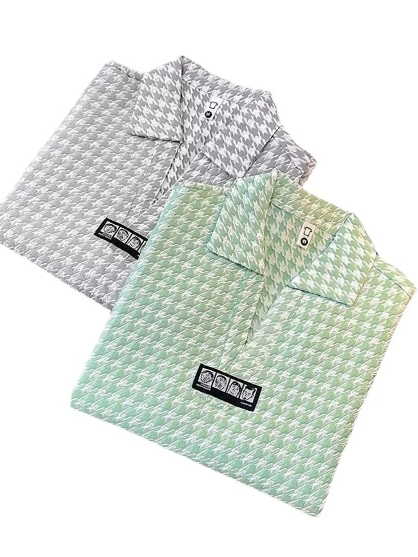 Men's Plus Size Houndstooth Pattern Short Sleeve Polo Shirt NicholesGifts