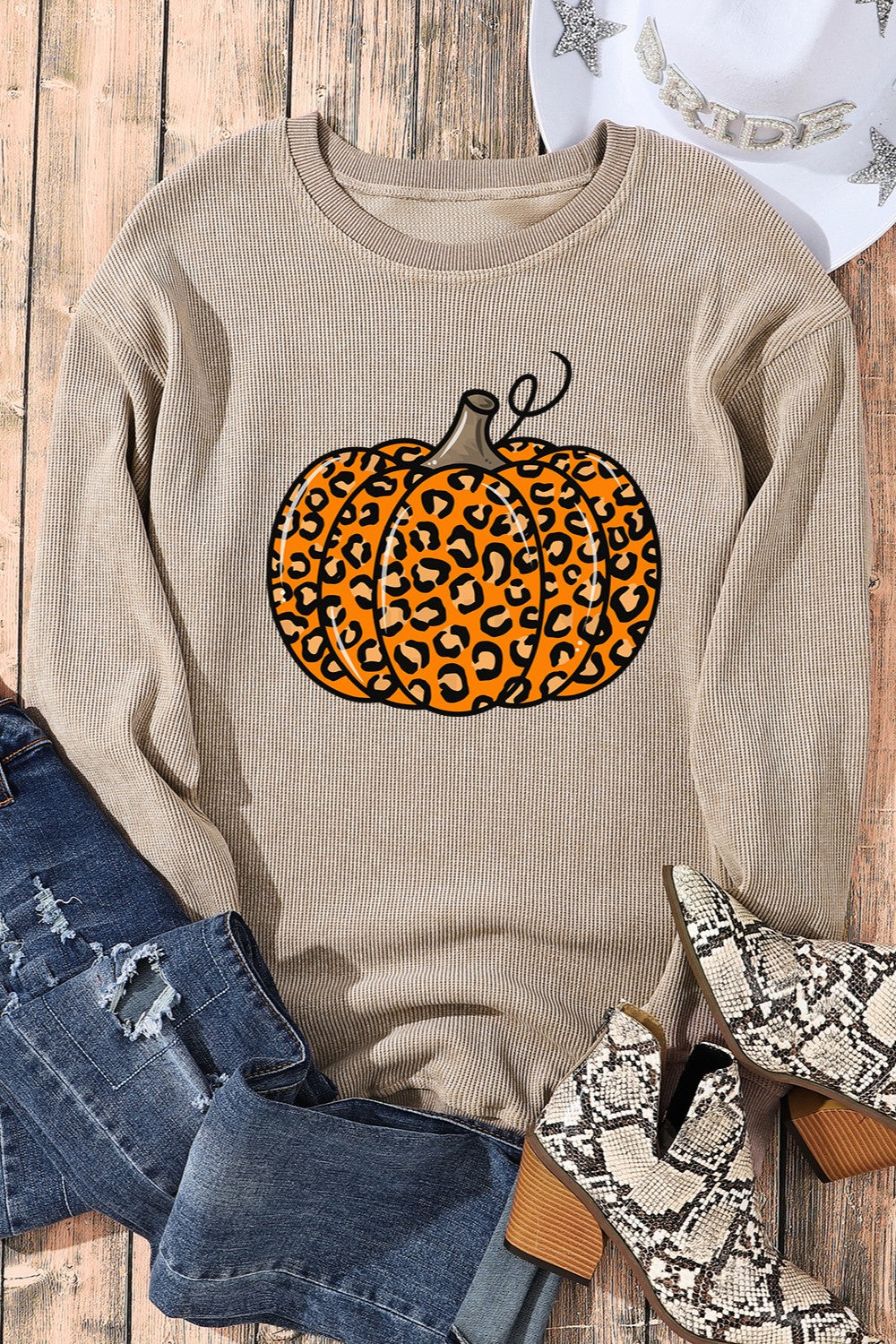 Pumpkin Round Neck Long Sleeve Sweatshirt NicholesGifts