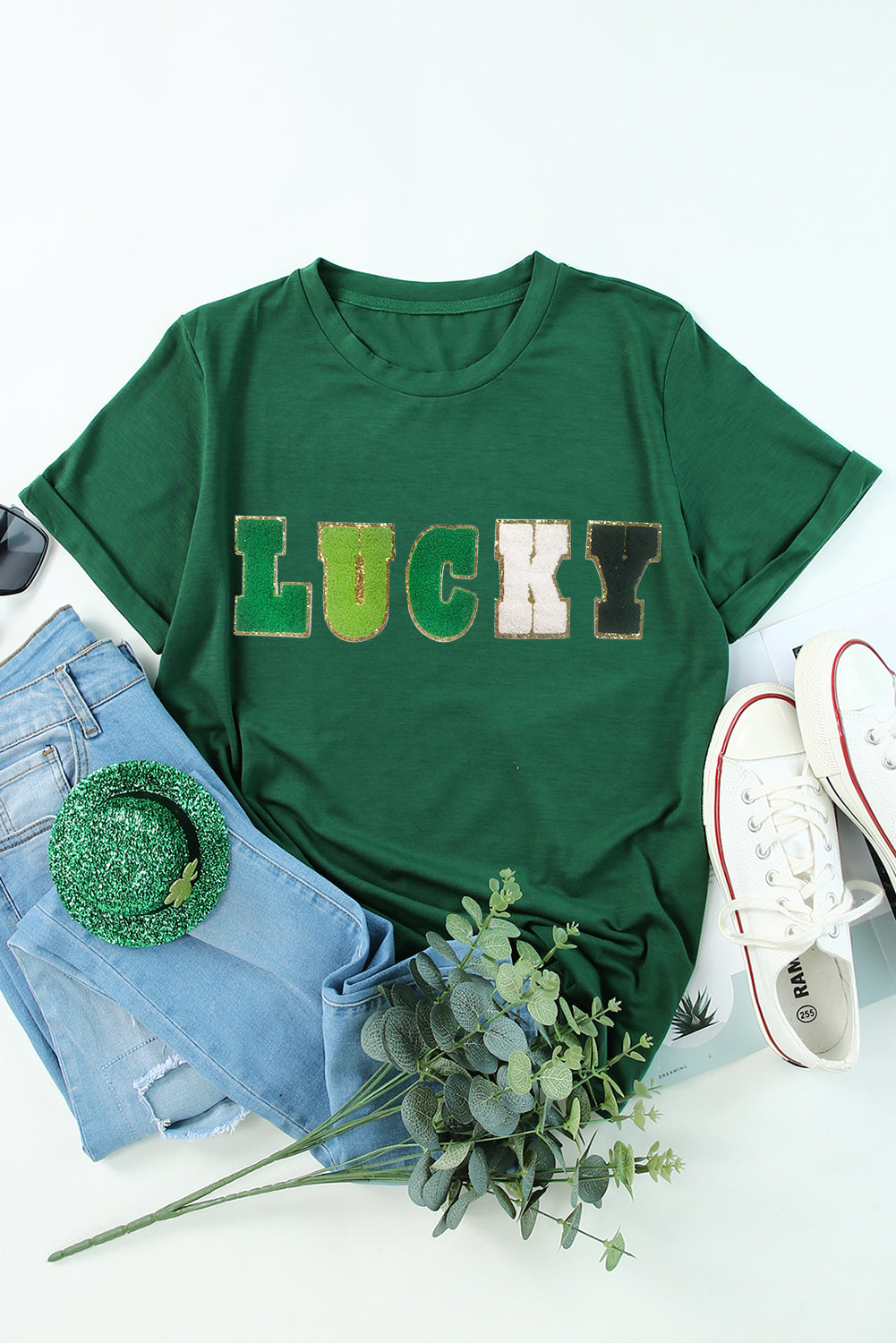 LUCKY Round Neck Short Sleeve T-Shirt NicholesGifts